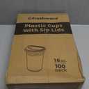 Freshware 16 oz Clear Disposable Plastic Cups with Strawless Sip Lids, 100 Pack Clear Plastic Tumblers, Heavy-duty Party Glasses, Disposable Cup for Thanksgiving, Halloween, Christmas Party