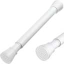 MEXAU White Tension Rod 16 To 26 Inch Spring Curtain Rod Adjustable Tension Curtain Rods No Drilling Short Tension Rod Extendable Small Spring Tension Curtain Rod for Closet Cupboard Bars Refrigerator