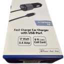 ZGEAR Fast Charge Car Charger with USB Port 17 Watts 3.4 Amp 6ft