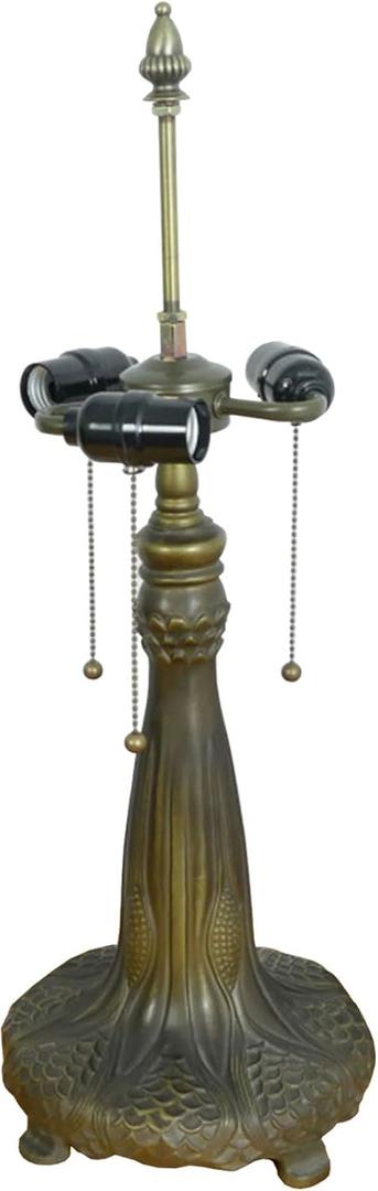 Table Lamp Base Replacement, Only for 20 Inch Tiffany Style Stained Glass Lampshade Pole Height 27 Inch Bronze Finished Alloy Desk Lights Base with 3 Lights