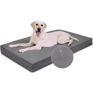Vonabem Outdoor Waterproof Dog Bed Washable, Jumbo Large Crate Pad 54 inch, XXXL Cooling Wipeable Leather Pet Beds with Removable Cover Reversible, Foam Anti-Slip Kennel Pads 53"x36" Grey