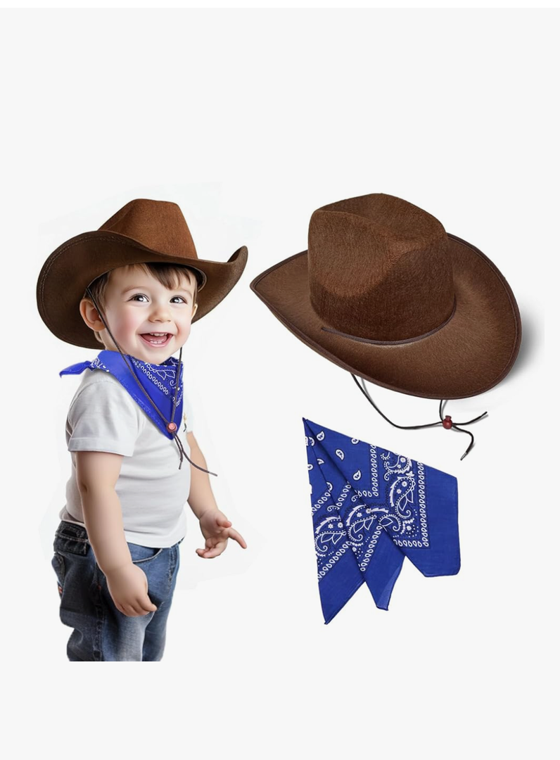 SeptCity Toddler Cowboy Hat and Blue Bandana for Age 2-5