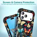 Hocase Heavy Duty Case for iPhone 17 Pro 6.3"", Joyful Butterfly | Shockproof Protection Soft Silicone Rubber+Hard Plastic Bumpers Hybrid Protective Case for Women & Girls