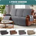 Ruaozz Waterproof Recliner Couch Covers, Sofa Slipcovers Washable 1-Piece Reclining Sofa Covers Non-Slip Furniture Protector with Elastic Straps Pocket for Kids Pets (Dark Grey, 3 Seater)