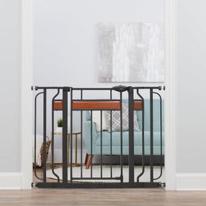 Regalo Safety 30-41.5 Extra Wide Baby Gate for Doorways & Bottom of Stairs, Pressure Mounted Wood Accent Gate with Door, Tested & Safe for 30 Years, American Designed, American Owned