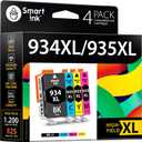 Smart Ink Compatible Ink Cartridges Replacement for HP 934 and 935 HP 934XL 935XL 4 Combo Pack (1 Black, Cyan/Magenta/Yellow) for HP Printer Officejet Pro 6230 6830 6835 Officejet 6800 6812 6815 6820