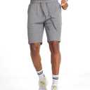 Mens Lounge Shorts with Pockets(Heather Grey,M) (Gray, M)