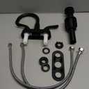 KPW Bathroom Sink Faucet 2 or 3 Hole Matte Black Centerset 4 Inch Bathroom Sink Faucet 2 Handle Plating Over ABS Plastic Non-Metallic Lavatory Bathroom Faucet with Pop up Drain Water Supply Hoses