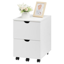 HollyHOME Under Desk Cabinet, Deep 2-Drawer Mobile Wood Cabinet, Storage Drawer for Home, Rolling Shelf for Office, Rolling Printer Stand, for A4, Modern, White