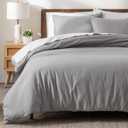 Bare Home Flannel Duvet Cover Set - Extra Long - 100% Cotton, Velvety Soft Heavyweight Premium Flannel, Double Brushed - Includes Sham Pillow Covers (Twin/Twin XL, Light Grey)