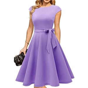DRESSTELLS Women's Cocktail Dresses, Formal Wedding Guest Modest Church Vintage Tea Party Midi Evening Dress L
