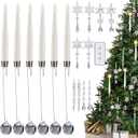 Frienda 6 Pcs Christmas Tree LED Crystal Candles with Remote 10 Pcs Santa Acrylic Snowflake Icicle Ball Ornaments with Drop Pendants Hook for Xmas Santa Holiday Party