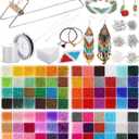 Jexine Bead Loom Kit for Adults 48000 Pcs Beading Loom Supplies with 96 Color 2 mm Glass Seed Bead Bracelets Christmas Jewelry Earring Making Tools Gifts for Girls DIY Craft