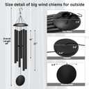 45" Large Wind Chimes for Outside, 6 Thick and Bold Aluminum Tubes Tuned Relaxing Melody Wind Chime Deep Tone, Big Wind Chimes for Garden Patio Decor, Great Gift Idea for Mother's Day (Black)
