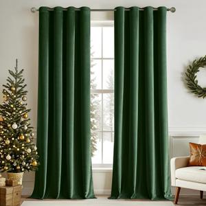 MIULEE Velvet Curtains Emerald Green Elegant Grommet Curtains Thermal Insulated Soundproof Room Darkening Curtains/Drapes for Classical Living Room Bedroom Decor 52 x 84 Inch Set of 2