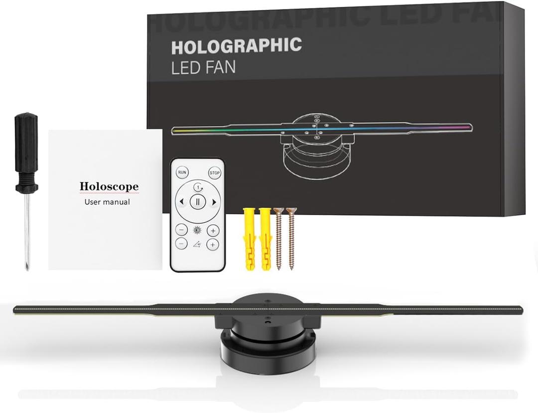 3D Hologram Fan 42CM,3D Holographic Fan with WiFi,244 Highlight LEDs and 2200 cd/m Brightness,3D Hologram Led Fan Projector for Store Display,Events,Exhibition (16.5Inch)