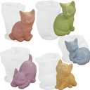 5pcs Cat Silicone Molds, Cute Mini Kitten Candle Mold for Soap Soy Wax DIY Handcraft, Animal Resin Molds Gift Wedding Party Home Dinner Festive Days Car Decoration