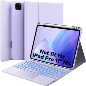 GreenLaw Keyboard Case for iPad Air 11-inch (M3 2025 / M2 2024) & Air 4th/5th Gen & iPad Pro 11 inch (1st/2nd/3rd/4th Gen), Smart Touchpad, 7-Color Backlit, Stain Resistant Cover, Light Purple (For iPad Air 10.9"/11",iPad Pro 11" 1/2/3/4 Gen.)
