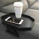 Sofa Arm Clip Table, Armrest Tray Table, Drinks/Remote Control/Snacks Holder (Plastic, Black)