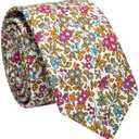 RBOCOTT 2.4" Cotton Floral Skinny Tie for Men Flower Print Necktie for Wedding Party (6cm) Set of 2