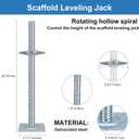 20" Scaffold Adjustable Leveling-Jack Parts - Yzzwer Galvanized Hollow Threaded Rod Scaffolding Feet for Baker Style Scaffolding 4 Pack