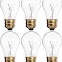 KOR (Pack of 6) A15 25W Incandescent Appliance Bulbs  Clear Finish, E26 Medium Base, 120V  Standard Size for Ovens, Refrigerators, and Lamps