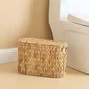 YANGQIHOME Toilet Paper Storage, Water Hyacinth Toilet Paper Storage with Lid, Papers Container for up to 6 Mega Rolls, Bathroom Basket Organizer
