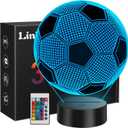Linkax Soccer Gifts for Teens Boys Girls, Soccer Ball 3D Illusion Lamp Night Light Room Decor, 16 Colors Change 6 7 8 9 10 11 12 Year Old Boy Sports Fan Birthday Gifts