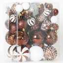Christmas Ball Ornaments Set Assorted Shatterproof Ornaments 63 PCS Shaped Styles Xmas Tree Holiday Decorative,Brown
