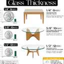 16 inch Square 1/4" Thick Flat Polished Edge Clear Glass Table Top with 6 Bumpers - Tempered, Scratch Resistant & Safety Replacement Glass for Dining, Coffee, Patio & End Tables