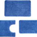 3 Pieces Luxury Bathroom Rug Set with U-Shaped Toilet Rug, Non-Slip Rubber Bottom, Thick Microfiber Fluffy Plush, Water Absorption, Quick Dry, Ultra Soft, Bath Mats for Bathroom, Tub(Sky Blue)