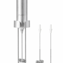 Rechargeable Milk Frother Handheld, Coffee Frother Handheld with USB-C Charging Stand, Electric Drink Mixer Handheld, Mini Electric Whisk Frother for Coffee, Matcha, Silver