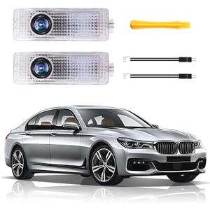2PCS Car Door Light Projector, Customized Logo Welcome LED Lights Compatible with 1/3/4/5/6/7/X1/X2/X3/X4/X5/X6/M Series Car B Accessories