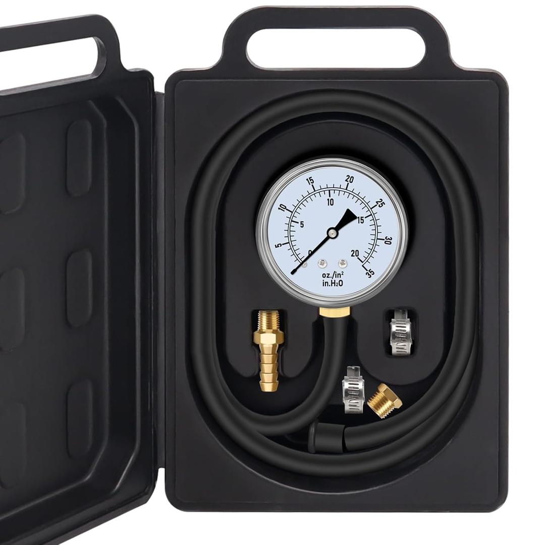 FANOVO Manometer Gas Pressure Tester 0-35'' WC Natural or LP Gas Pressure Test Kit Natural Gas Meter Manifold Gauge with 1/8" NPT Brass Fitting Barbed Connection and 40" Hose Clamp