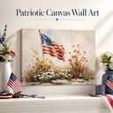 RIBNTAK Large American Flag Wildflower Canvas Art 24x36in, 4th of July Patriotic Paintings Prints Pictures, Vintage Farmhouse Wall Decor for Living Room, Bedroom & Home Decor, Made in USA