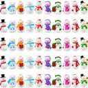 Exasinine 50Pcs Mini Snowman Figurines 10 Types Christmas Tiny Resin Snowman for Micro Landscape Ornament Mini Garden Accessories Winter Ornaments Crafts DIY Xmas Party