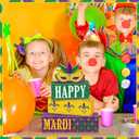 2 x Thyle 4 Pcs Mardi Gras Table Decorations Wooden Table Centerpieces Mask Purple Green Golden Mardi Gras Stack Tiered Tray Block Decor for Carnival Party Shelf Home