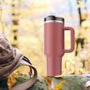 MURRICON 40 oz Tumbler with Handle and Straw,Reusable Vacuum Quencher Tumbler with Lid,Stainless Steel Insulated Travel Mug,for Coffee and Beverages(Rubigenous)