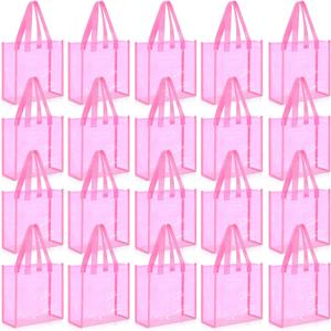 Paterr 20 Pack Plastic Clear Tote Bags 10 x 10 x 4 Inch Stadium Approved Gift Bag with Handles for Women Sports Work Travel