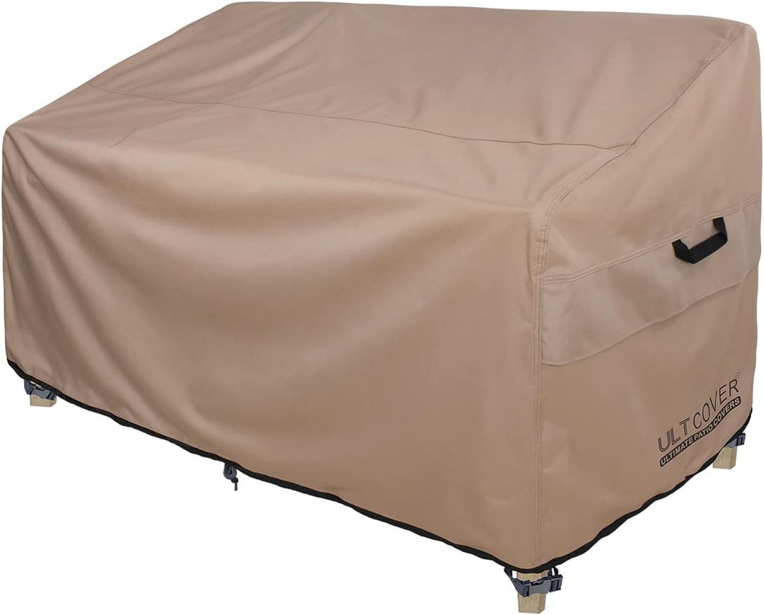 ULTCOVER Patio Furniture Sofa Cover 60W x 35D x 35H inch Waterproof Outdoor 2-Seater Loveseat Cover (60"x35"x24"/35"(H), Brown-35"deep)