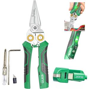 LAOA 8-in-1 Rechargeable Electrician Pliers, No More Button Battery Replacement | USB-C Charging Non-Contact Voltage Tester, Wire Stripper/Cutter for Electrical, Automotive, Outdoor Work