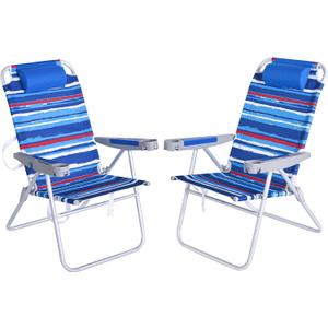 SUNNYFEEL 17" Tall Oversized Beach Chairs 2 Pack for Adults Heavy Duty 500 LBS, 5 Position, Portable High Folding Camping Chair with Cup Holder for Outdoor/Lawn/Trip, Foldable Sand Chairs for Adults