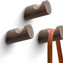 2 x Wood Wall Hooks,3 Pack Coat Hooks Wall Mounted, Modern Hat Hooks for Wall, Wall Hanger for Hanging Coat Towel Hat Bag Robe Jacket Clothes (Walnut Wood)