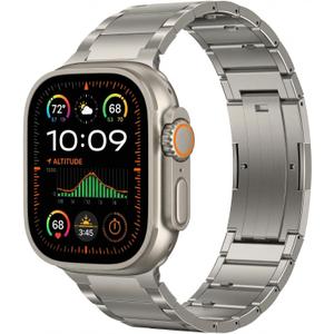 Pure Titanium Bands Compatible with Apple Watch Ultra 3/2/1 Series 11 10 9 8 7 6 5 4 SE, Band for Apple Watch 49mm 46mm 45mm 44mm, 49g Lightweight Titanium Metal Strap for iWatch