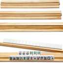 American Mahjong Racks and Pushers Set of 4, 17.7" Wooden Tile Holders | Natural timber NMJL game accessories with integrated strong magnets. Smooth trays for tabletop board party sessions.