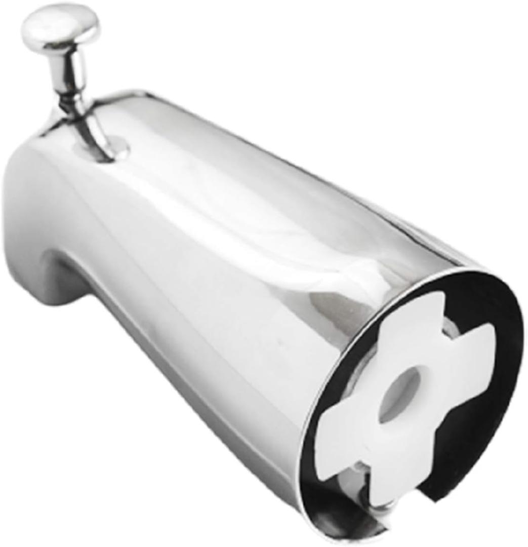 SENTO Slip On Silver Universal Bathroom Tub Spout with Diverter, Durable Heavy Duty Metal Bathtub Faucet with Shower Diverter - 4 Inches 1/2" Copper Pipe, Polished Chrome