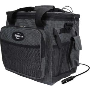 Koolatron Electric Portable Cooler Plug in 12V Car Cooler Bag, 26 qt (25 L) Black/Gray Soft-Sided Portable Car Fridge w/DC Power Cord, Adjustable Shoulder Strap, Cord Storage, Road Trip