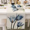 Floral Table Runner Mode Flowers Spring Summer Table Runner Seasonal Table Runners Boho Table Decoration for Kitchen Dining Home Party Decor 13x72 Inch, Tulip Blue