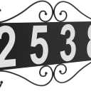 Metal Address Plaque, Address Number, Waterproof, Horizontal & Vertical Mounted Address Sign for House Home Office Street Yard Mailbox (style)