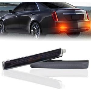 2PC Full Lens LED DRL Rear Reflector Light Brake Lamp Sequential Turn Signal Feature Compatible With Cadillac CTS Sedan & GMC Acadia & Buick Enclave & Chevy Equinox & for Pontiac Sunfire (Smoked)